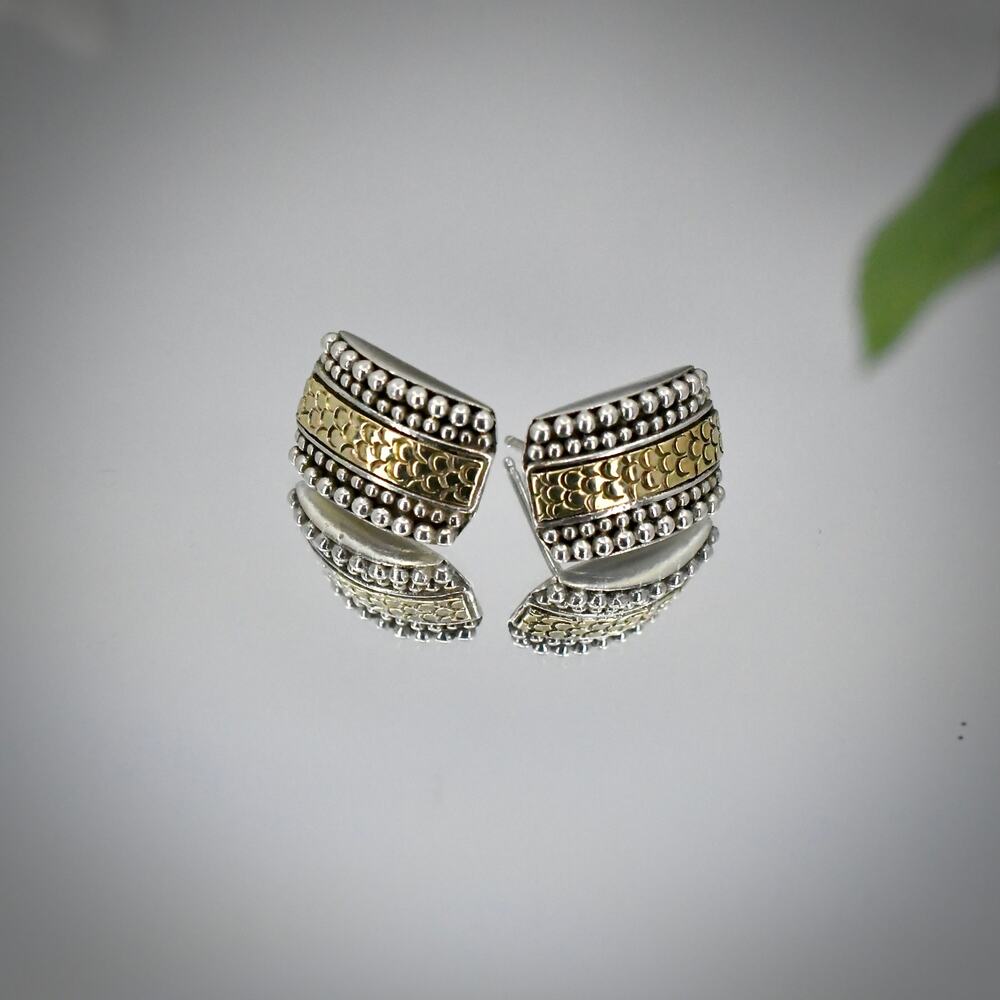 John Hardy 18K Gold 925 Naga Dot Hoop Earrings 17mm